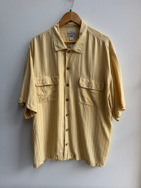 Tommy Bahama Butter Yellow Silk short sleeve camp shirt