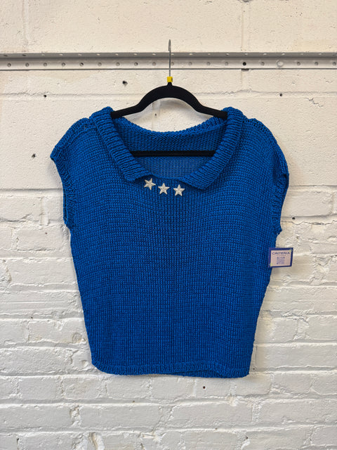 90s Blue Star Sweater Top Size M