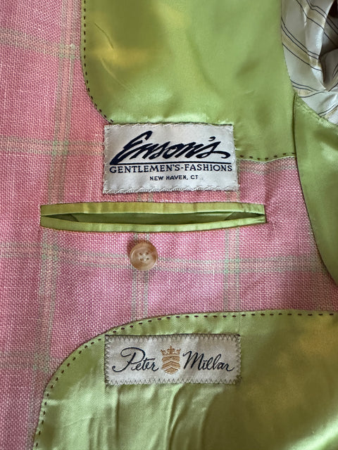Peter Millar Pink Lime Plaid Blazer Size 44R