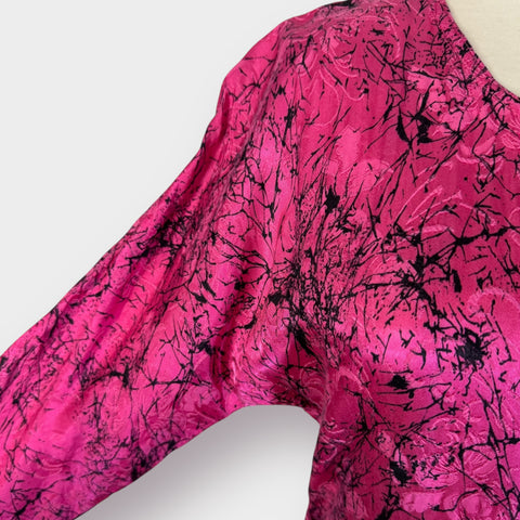 80s Mistero pink & black drop waist dress Size S