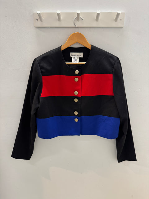 90s Lindsey Scott Color Block Crop Blazer Size M