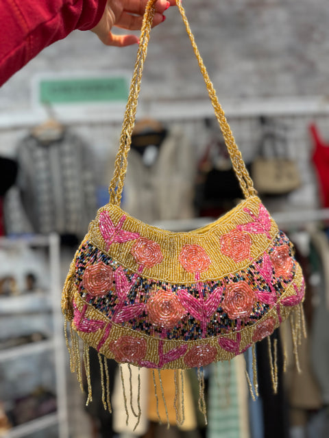 Beaded Gold and Pink Special Occasion Purse