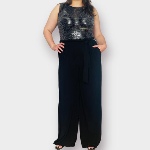 Anne Klein Black and Silver Jumpsuit Size XL