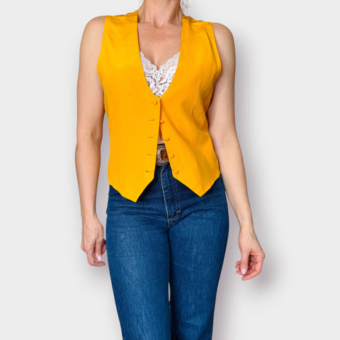 90s Spenser Jeremy Yellow Silk Vest Size M