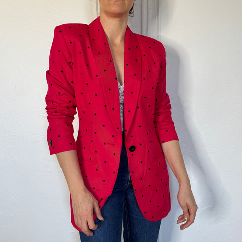 90s Lord & Taylor Pink Polka Dot Blazer size S