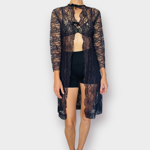 60s Black Lace Overlay Size XS