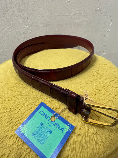 80s Eel Skin Burgundy Leather Belt