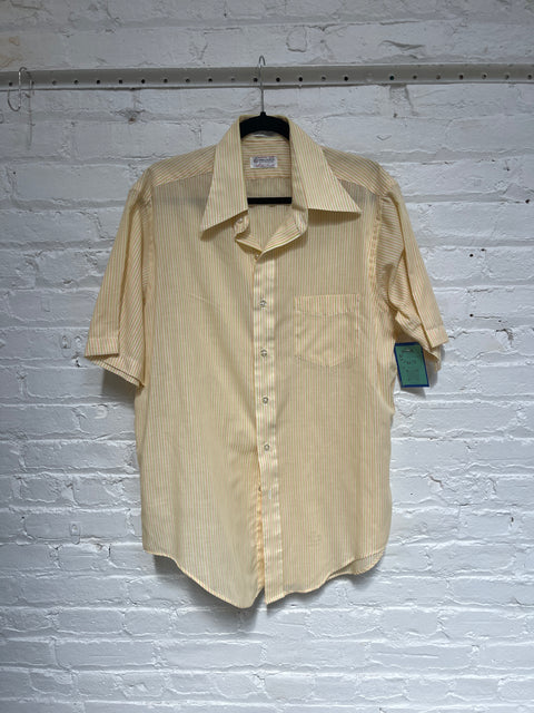 70s Croll & Keck Yellow Striped Button Front Size L