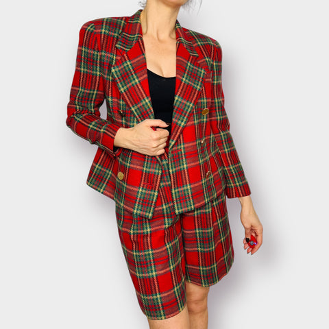 90s Amanda Smith Petites Plaid Shorts Suit Size S/M
