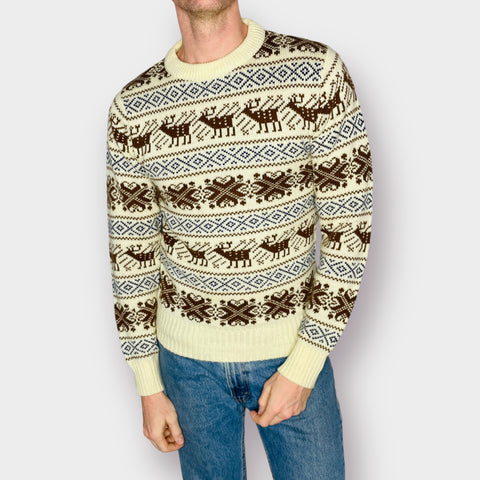 80s Christopher Rand cream sweater with Elk