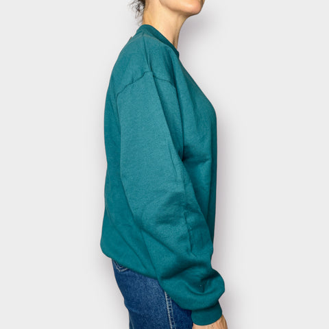 90s Jerzees Teal Blank Crewneck Sweatshirt Deadstock Size L