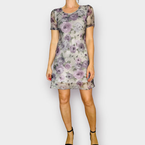 90s Dressbarn Gray and Lavendar Dress Size S