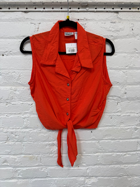 Y2K Basic Editions Orange Tie Top Size L