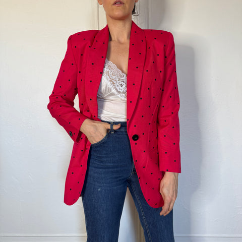 90s Lord & Taylor Pink Polka Dot Blazer size S