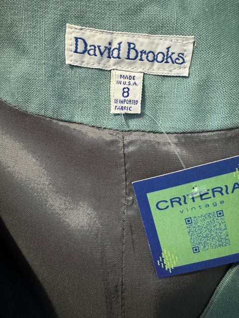 90s David Brooks Sage Blue Crop Blazer Size M