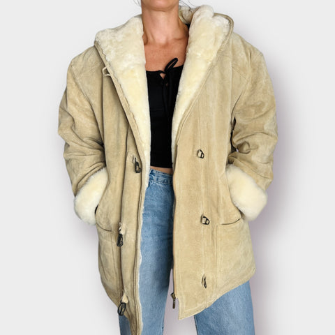 90s Charles Klein Suede and Faux Fur Tan Jacket Size M