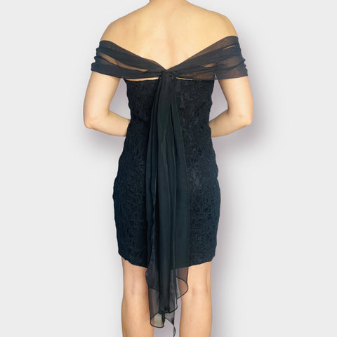 90s Donna Ricco Black Lace Cocktail Dress