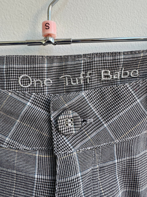 Y2K One Tuff Babe gray plaid capris Size S