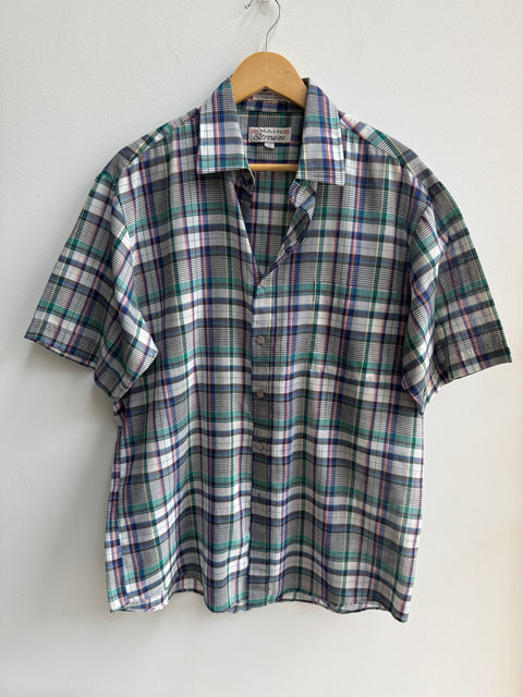 80s Main Stream plaid short sleeve Size L