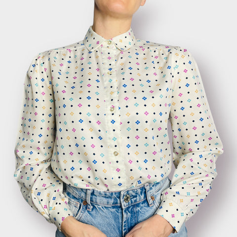 80s Cream Multicolored top Size M