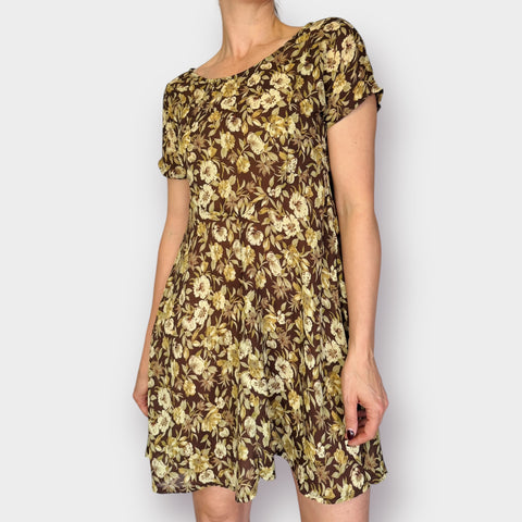 90s All That Jazz Brown Tan Dress Size M