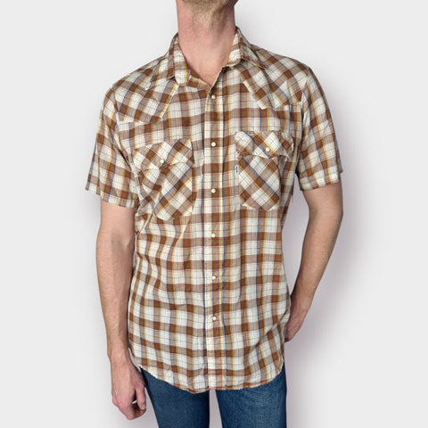 80s Levi’s Plaid Pearl Snap Size L