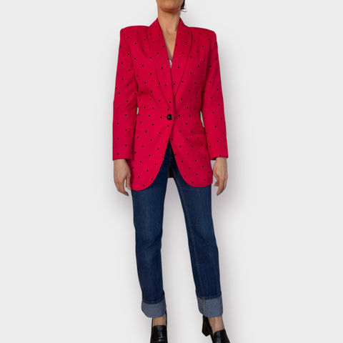 90s Lord & Taylor Pink Polka Dot Blazer size S