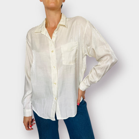 Y2K NY Jeans White Shimmer Button Up Size L