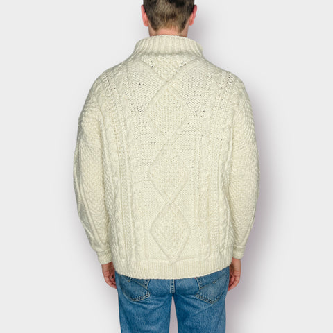 90s World of Wool Cream Fisherman Sweater