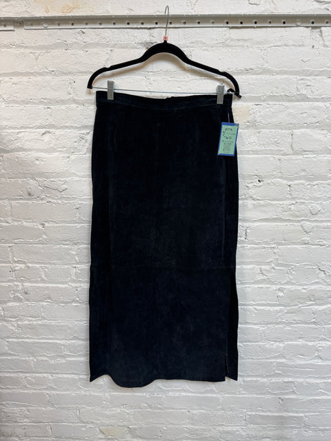 90s Sonoma Black Suede Maxi Skirt Size XS