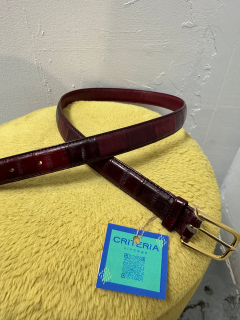 80s Eel Skin Burgundy Leather Belt