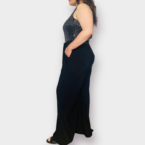 Anne Klein Black and Silver Jumpsuit Size XL