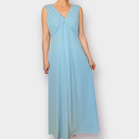 70s Montgomery Ward Blue Maxi Dress Size XL
