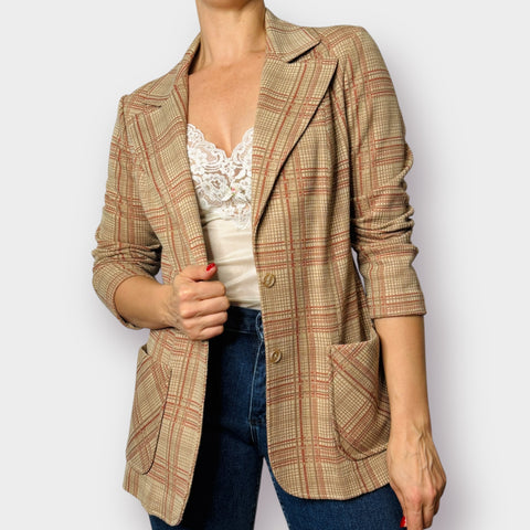 70s Devon Tan Orange Plaid Blazer Size L