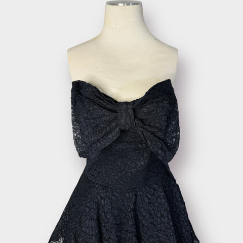 1950s Black Lace Strapless Cocktail Dress size Size XS