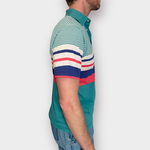 90s Knightsbridge Teal Blue Coral Polo Size M