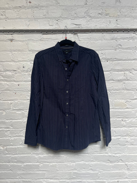 Y2K Marc Anthony Navy Striped Shirt Size S