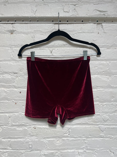 90s Georgie Girl Burgundy Velvet Shorts Size M