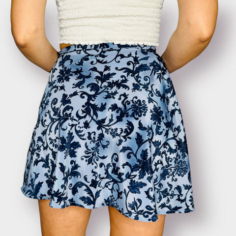 90s All That Jazz Navy Light Blue Mini Skirt XS