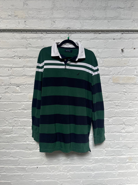 Y2K Nautica Green Navy rugby top Size XL
