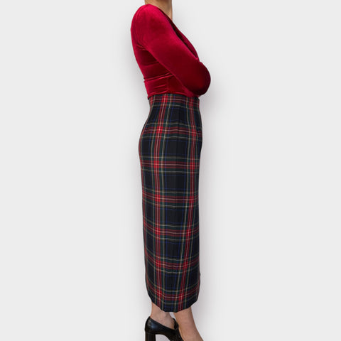 90s Rafaella Plaid Maxi Skirt Size M