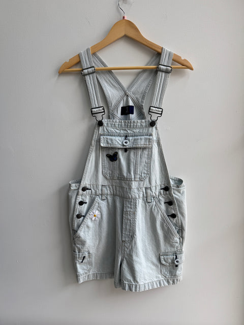 Y2K Lightwawsh Butterfly and Flowers Shortalls Size S