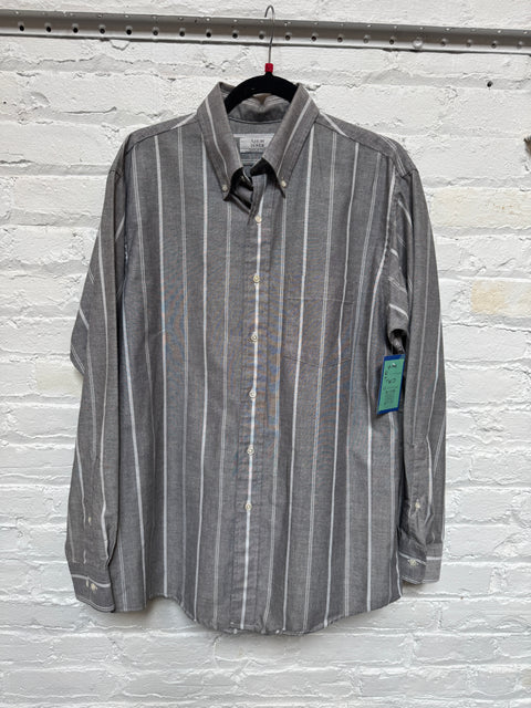 90s Arrow Dover Gray Striped Button Down Size L