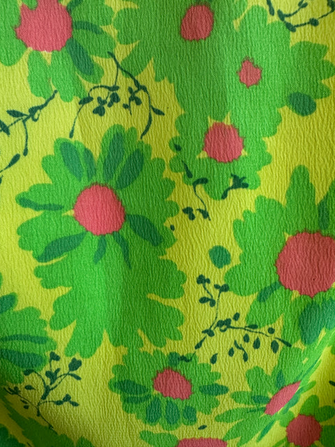 70s Lime Daisy Dress Size S
