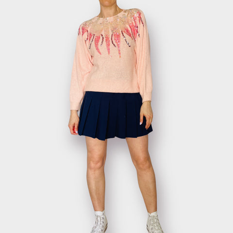 80s Pink Sequin Top Sweater Size M