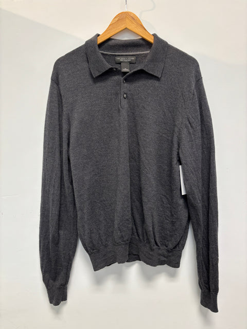 00s Bloomingdale's Gray Wool Collared Sweater Size XL