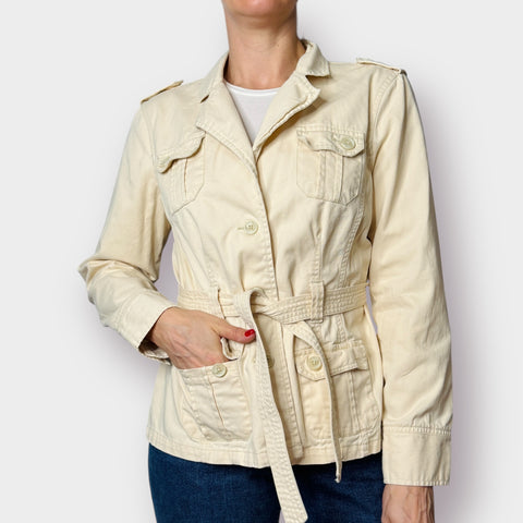 Y2K French Cuff Khaki Belted Jacket Size L