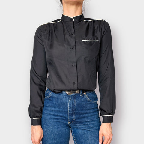 90s Alice Stuart Black Shirt with white edges Size M