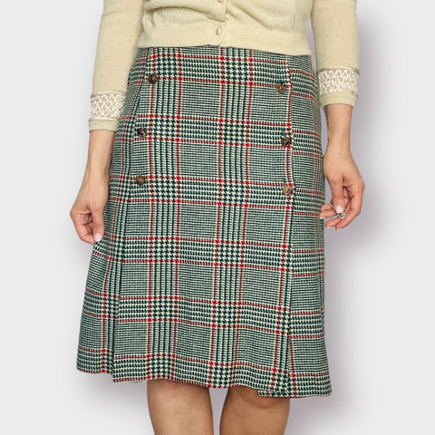 70s Red and Green Wool Plaid Skirt
