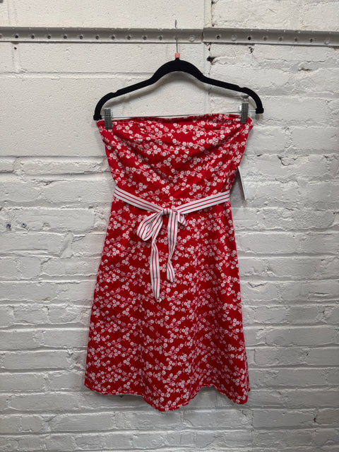 Y2K Faith Heart Passion Red White Strapless Dress Size 7
